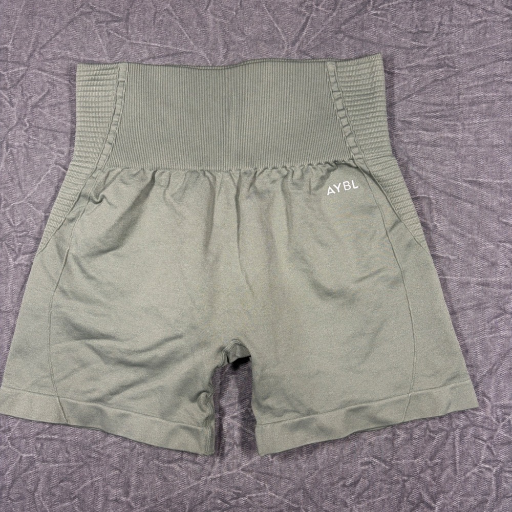 AYBL Shorts Women M Green Balance V2 Seamless High Waisted Gym Athletic Workout